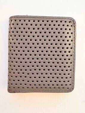 Fossil Perforated Leather Zip Wallet - Gray